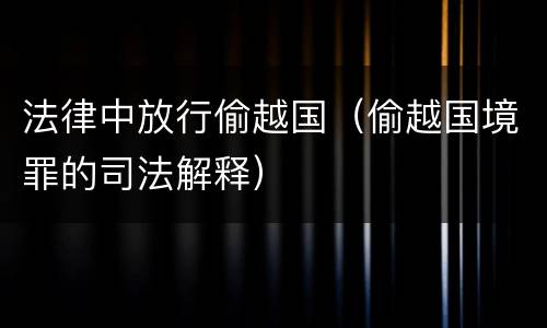 法律中放行偷越国（偷越国境罪的司法解释）