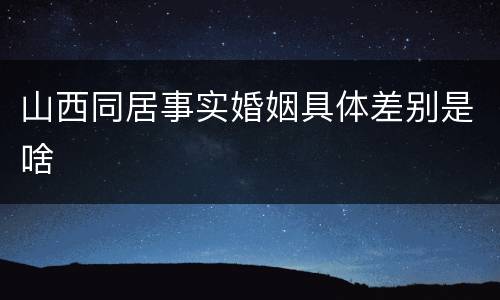 山西同居事实婚姻具体差别是啥
