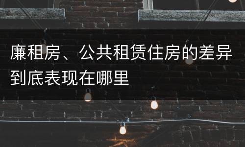 廉租房、公共租赁住房的差异到底表现在哪里