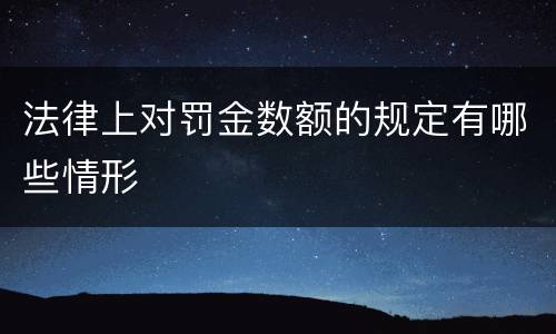 法律上对罚金数额的规定有哪些情形