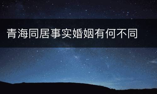 青海同居事实婚姻有何不同