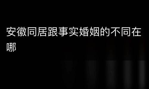 安徽同居跟事实婚姻的不同在哪