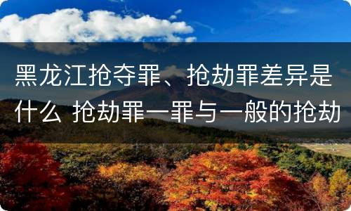黑龙江抢夺罪、抢劫罪差异是什么 抢劫罪一罪与一般的抢劫罪区别