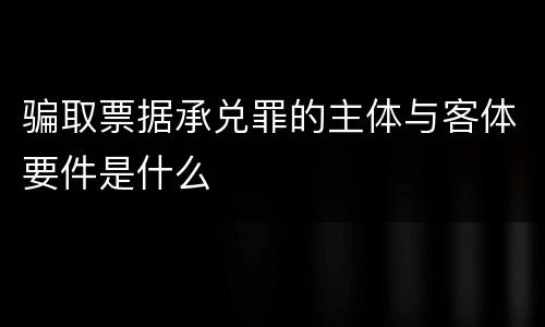 骗取票据承兑罪的主体与客体要件是什么