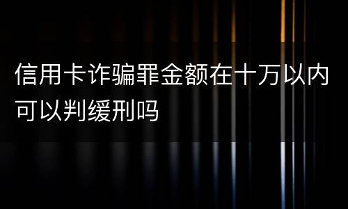 信用卡诈骗罪金额在十万以内可以判缓刑吗
