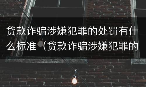 贷款诈骗涉嫌犯罪的处罚有什么标准（贷款诈骗涉嫌犯罪的处罚有什么标准嘛）