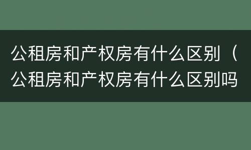 公租房和产权房有什么区别（公租房和产权房有什么区别吗）