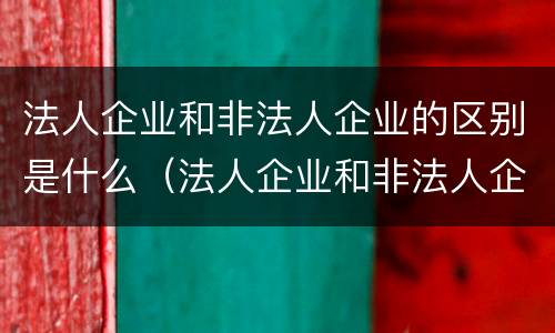法人企业和非法人企业的区别是什么（法人企业和非法人企业的区别是什么呢）
