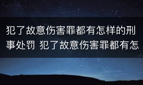 犯了故意伤害罪都有怎样的刑事处罚 犯了故意伤害罪都有怎样的刑事处罚标准