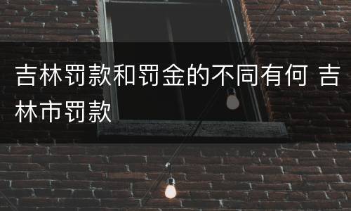 吉林罚款和罚金的不同有何 吉林市罚款