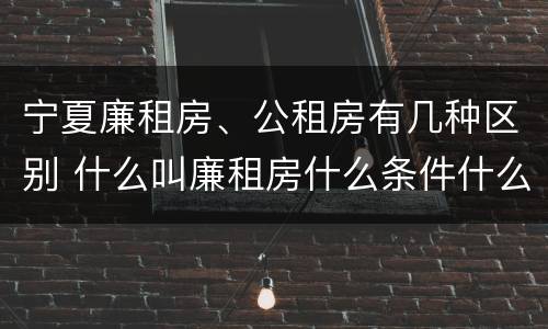 宁夏廉租房、公租房有几种区别 什么叫廉租房什么条件什么叫公租房