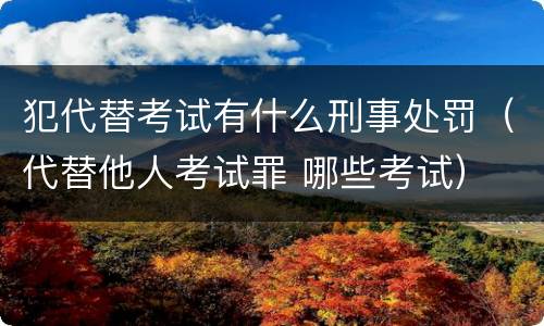 犯代替考试有什么刑事处罚（代替他人考试罪 哪些考试）