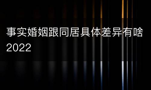 事实婚姻跟同居具体差异有啥2022