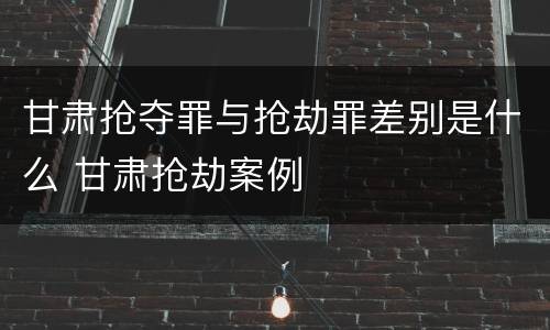 甘肃抢夺罪与抢劫罪差别是什么 甘肃抢劫案例