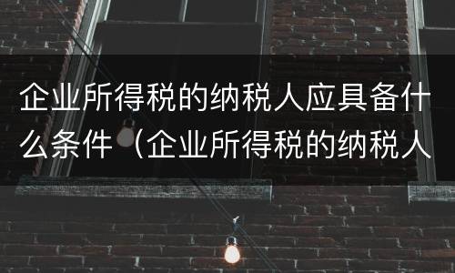 企业所得税的纳税人应具备什么条件（企业所得税的纳税人应具备什么条件）