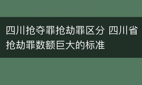 四川抢夺罪抢劫罪区分 四川省抢劫罪数额巨大的标准
