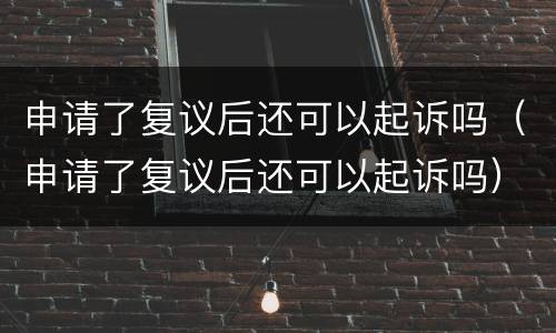申请了复议后还可以起诉吗（申请了复议后还可以起诉吗）