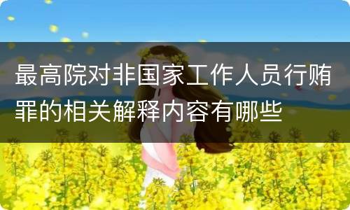 最高院对非国家工作人员行贿罪的相关解释内容有哪些