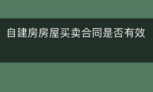 自建房房屋买卖合同是否有效