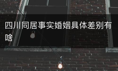 四川同居事实婚姻具体差别有啥