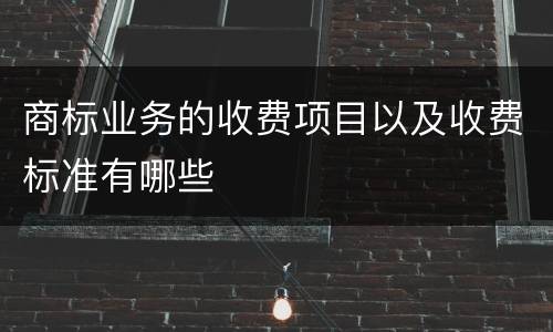 商标业务的收费项目以及收费标准有哪些