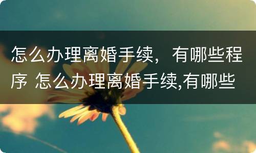 怎么办理离婚手续，有哪些程序 怎么办理离婚手续,有哪些程序呢