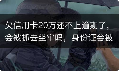 欠信用卡20万还不上逾期了，会被抓去坐牢吗，身份证会被封吗