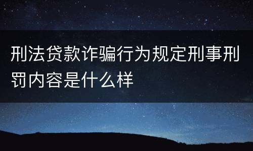 刑法贷款诈骗行为规定刑事刑罚内容是什么样