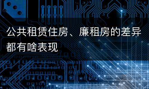 公共租赁住房、廉租房的差异都有啥表现