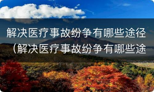解决医疗事故纷争有哪些途径（解决医疗事故纷争有哪些途径呢）