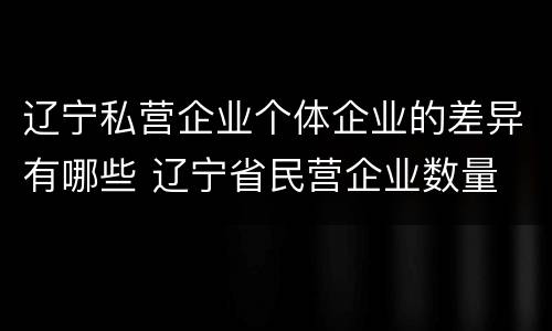 辽宁私营企业个体企业的差异有哪些 辽宁省民营企业数量
