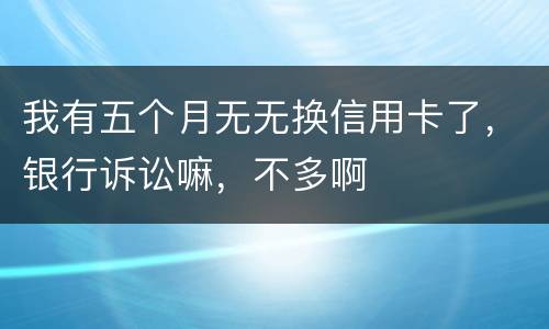 我有五个月无无换信用卡了，银行诉讼嘛，不多啊