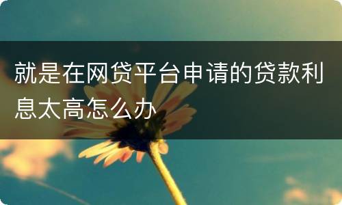 就是在网贷平台申请的贷款利息太高怎么办