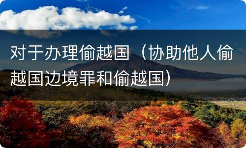 对于办理偷越国（协助他人偷越国边境罪和偷越国）