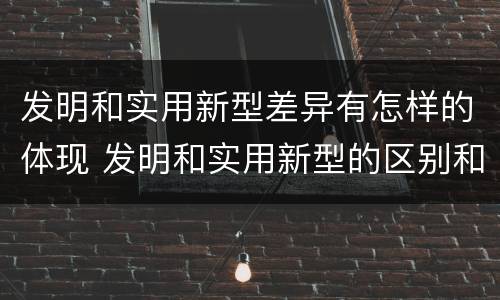 发明和实用新型差异有怎样的体现 发明和实用新型的区别和联系有什么