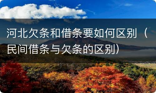 河北欠条和借条要如何区别（民间借条与欠条的区别）