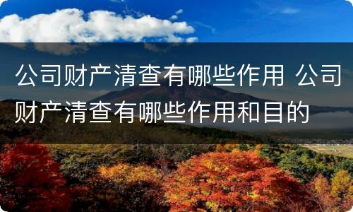 公司财产清查有哪些作用 公司财产清查有哪些作用和目的
