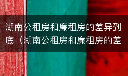 湖南公租房和廉租房的差异到底（湖南公租房和廉租房的差异到底是什么）