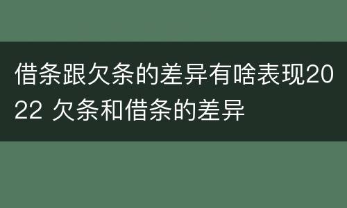 借条跟欠条的差异有啥表现2022 欠条和借条的差异