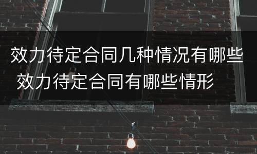 效力待定合同几种情况有哪些 效力待定合同有哪些情形