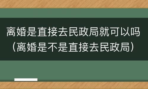 离婚是直接去民政局就可以吗（离婚是不是直接去民政局）