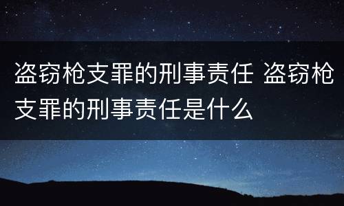 盗窃枪支罪的刑事责任 盗窃枪支罪的刑事责任是什么