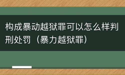 构成暴动越狱罪可以怎么样判刑处罚（暴力越狱罪）