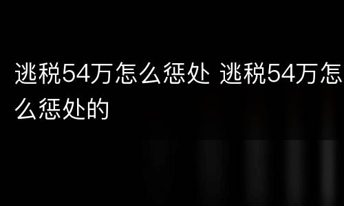 逃税54万怎么惩处 逃税54万怎么惩处的