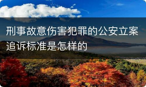 刑事故意伤害犯罪的公安立案追诉标准是怎样的