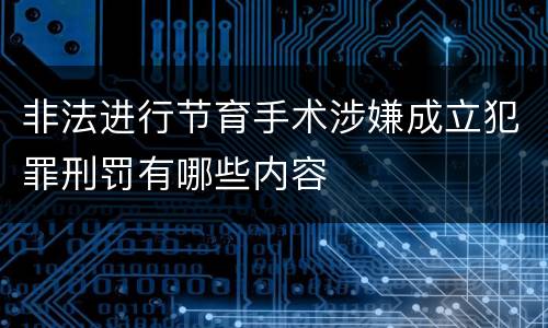非法进行节育手术涉嫌成立犯罪刑罚有哪些内容