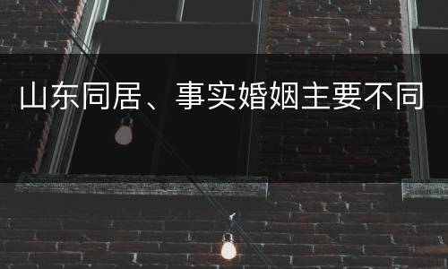 山东同居、事实婚姻主要不同