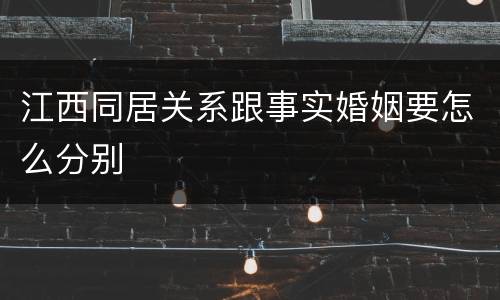江西同居关系跟事实婚姻要怎么分别