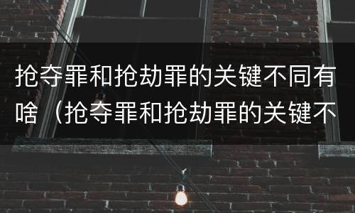 抢夺罪和抢劫罪的关键不同有啥（抢夺罪和抢劫罪的关键不同有啥区别）