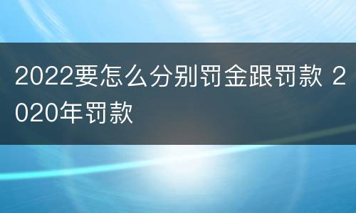 2022要怎么分别罚金跟罚款 2020年罚款